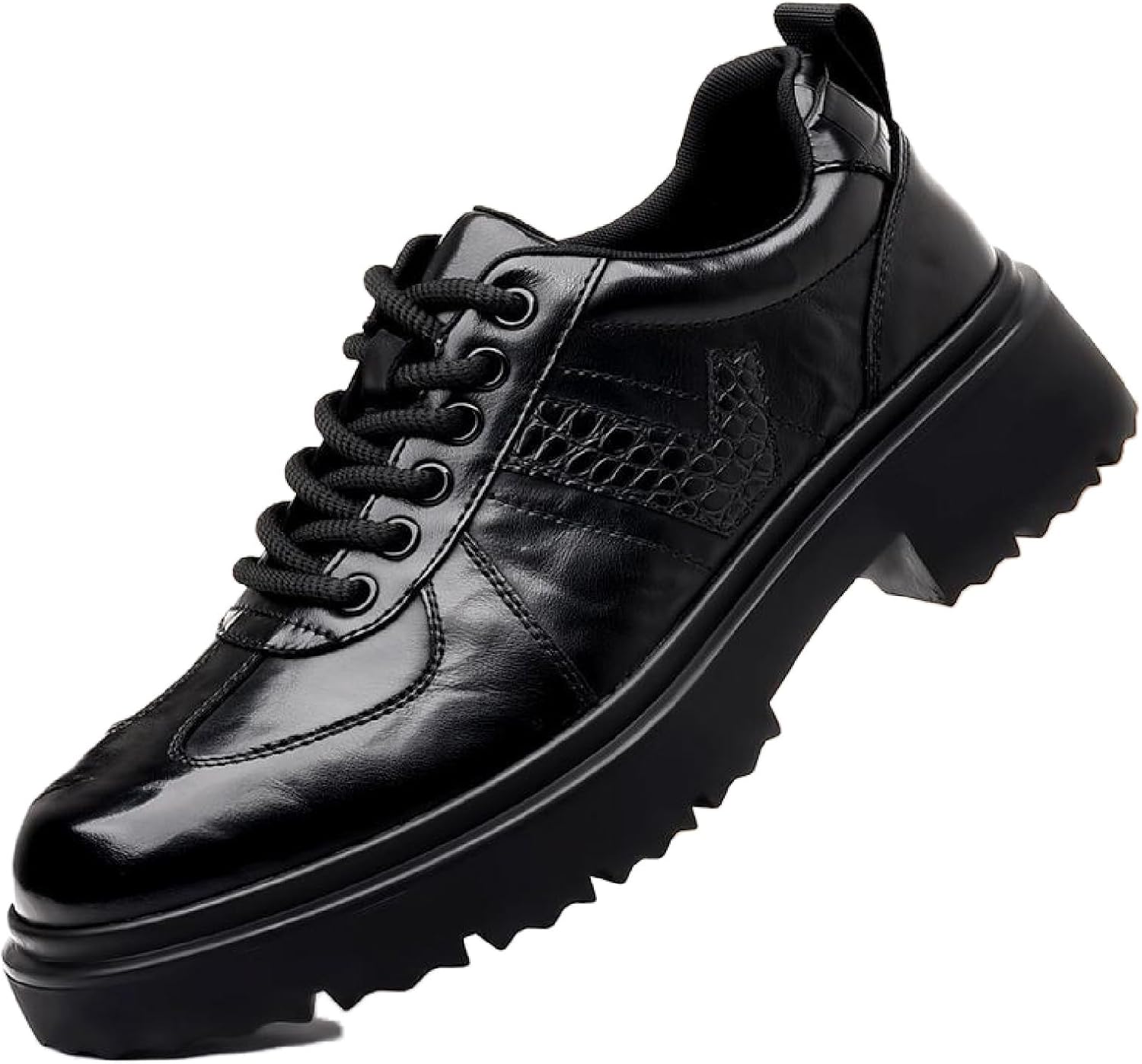 

Мужские кожаные оксфорды на платформе, удобные, ручной работы, с круглым носком, без застежки, с противоскользящей подошвой, с шнуровкой, формальные дерби, повседневные, для работы, офиса, свадьбы, под смокинг Bhdjk, черный