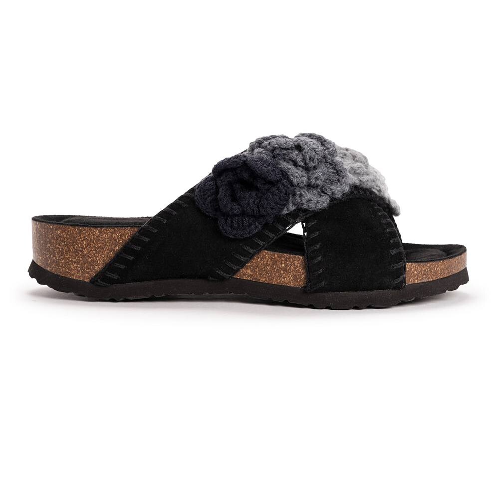 MUK LUKS Penelope Женские замшевые шлепанцы с цветочным принтом, цвет Chestnut