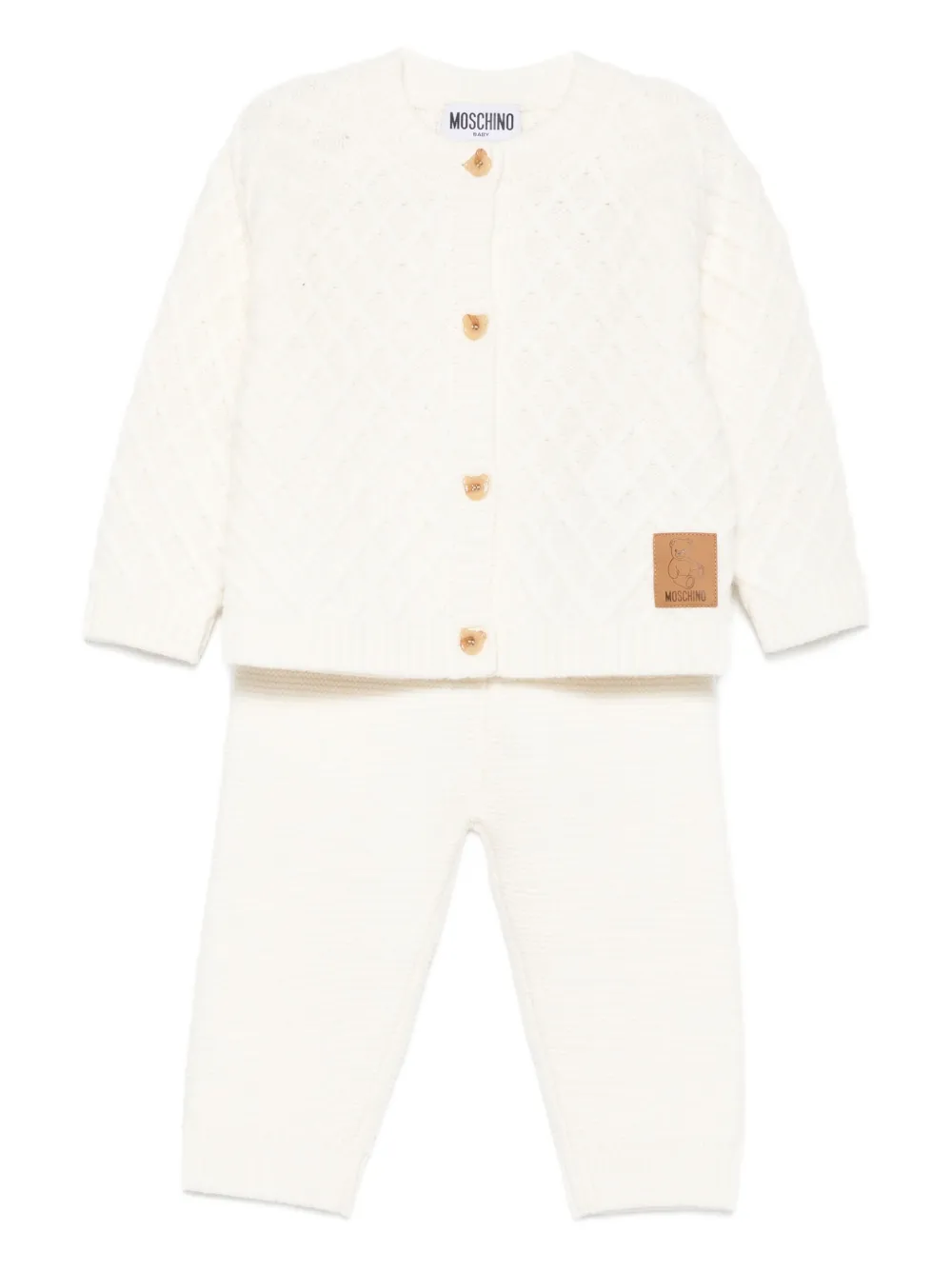 

Комплект стеганых трикотажных брюк Moschino Kids, белый
