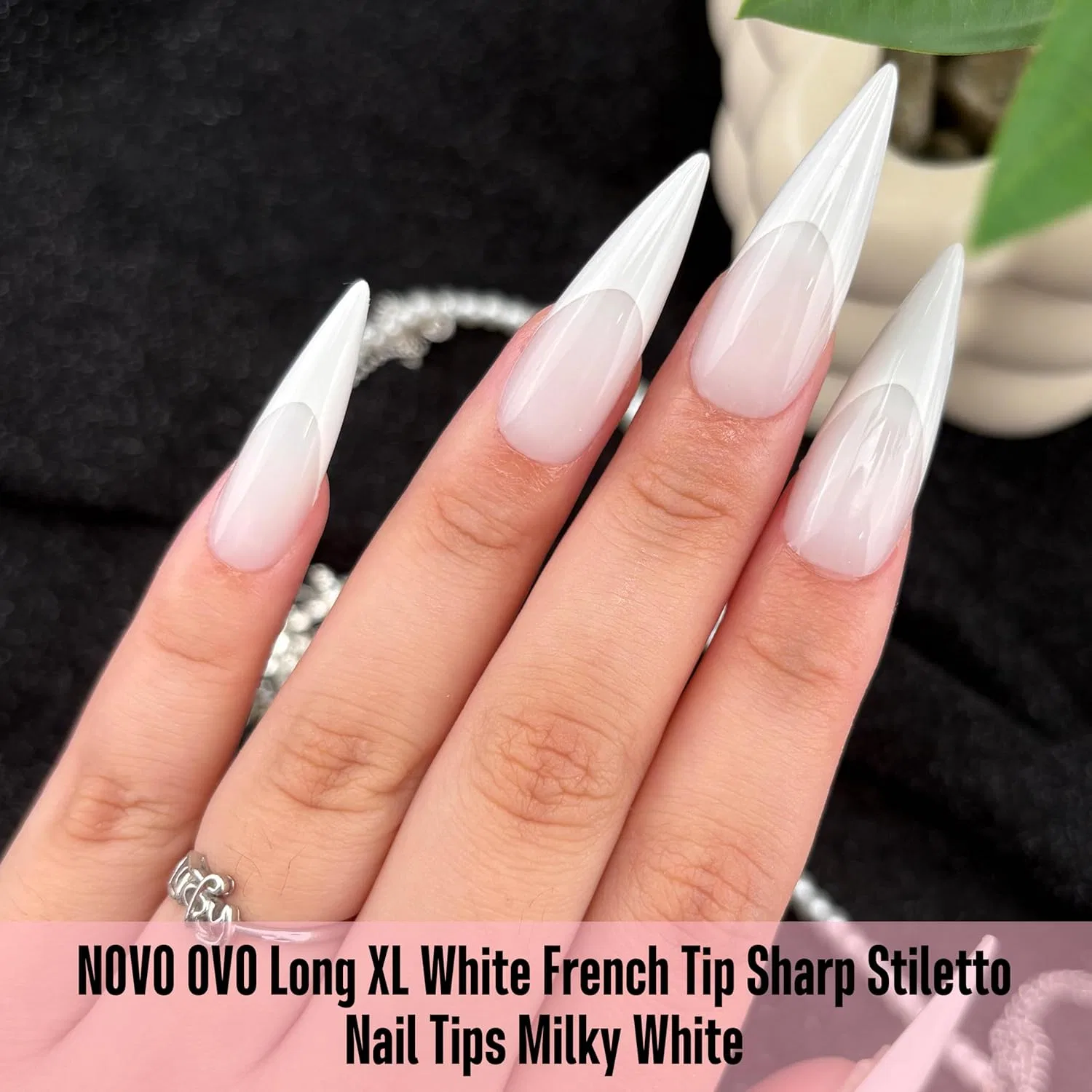 Длинные накладные ногти «French Tips Long XL» от NOVO OVO Novo Ovo, Long Xl White French Tip Sharp Stiletto Nail Tips Milky White_Eu — фото 4