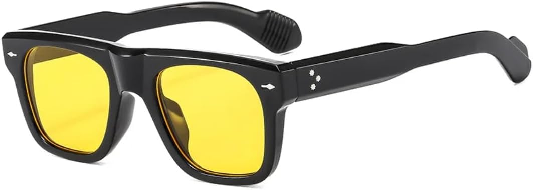 

Солнцезащитные очки с защитой UV400 | Прозрачные линзы Ocean Lens Rivets Punk | для женщин и мужчин, для занятий спортом на открытом воздухе и вождения DSVIGF, Black Yellow