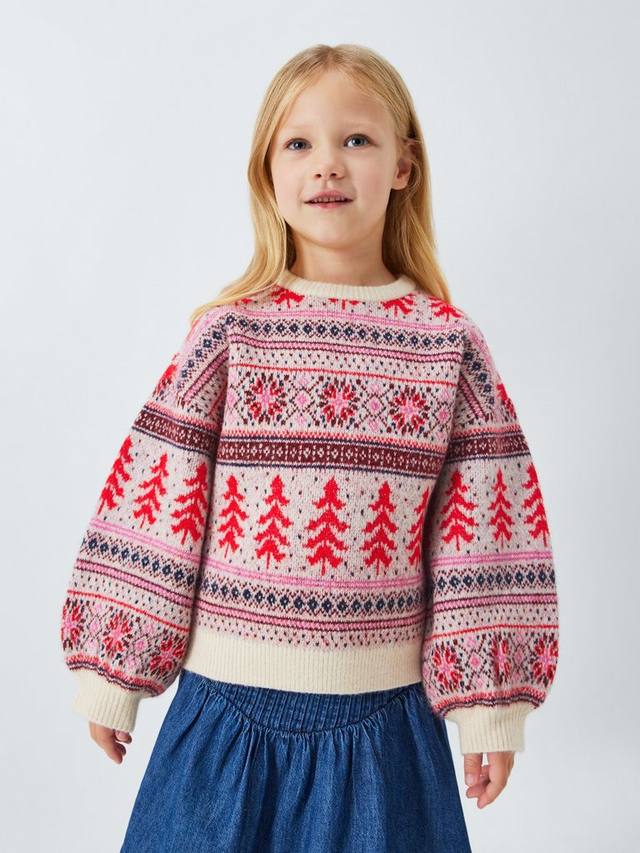 

Детский рождественский свитер Fair Isle John Lewis, Pink