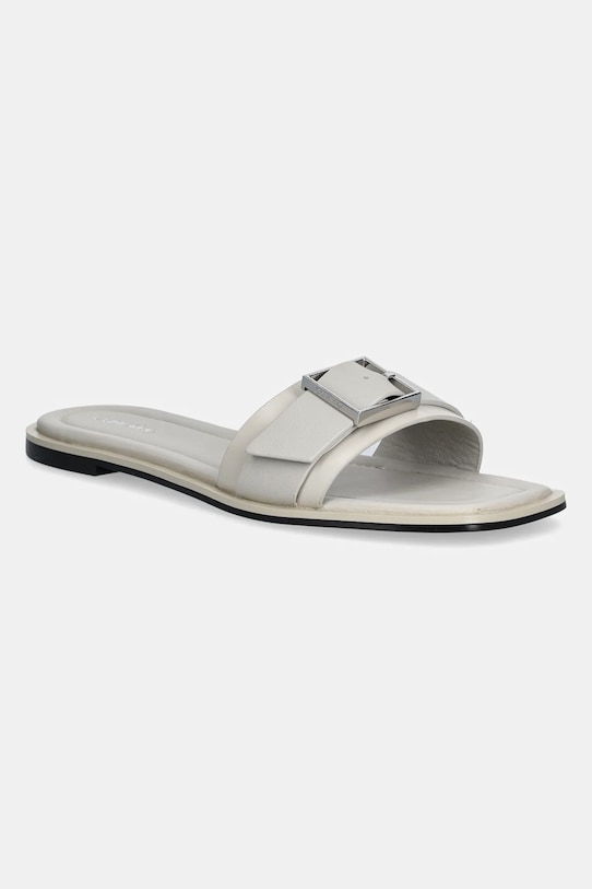 Кожаные шлепанцы FLAT SLIDE W/BUCKLE - LTH Calvin Klein, бежевый