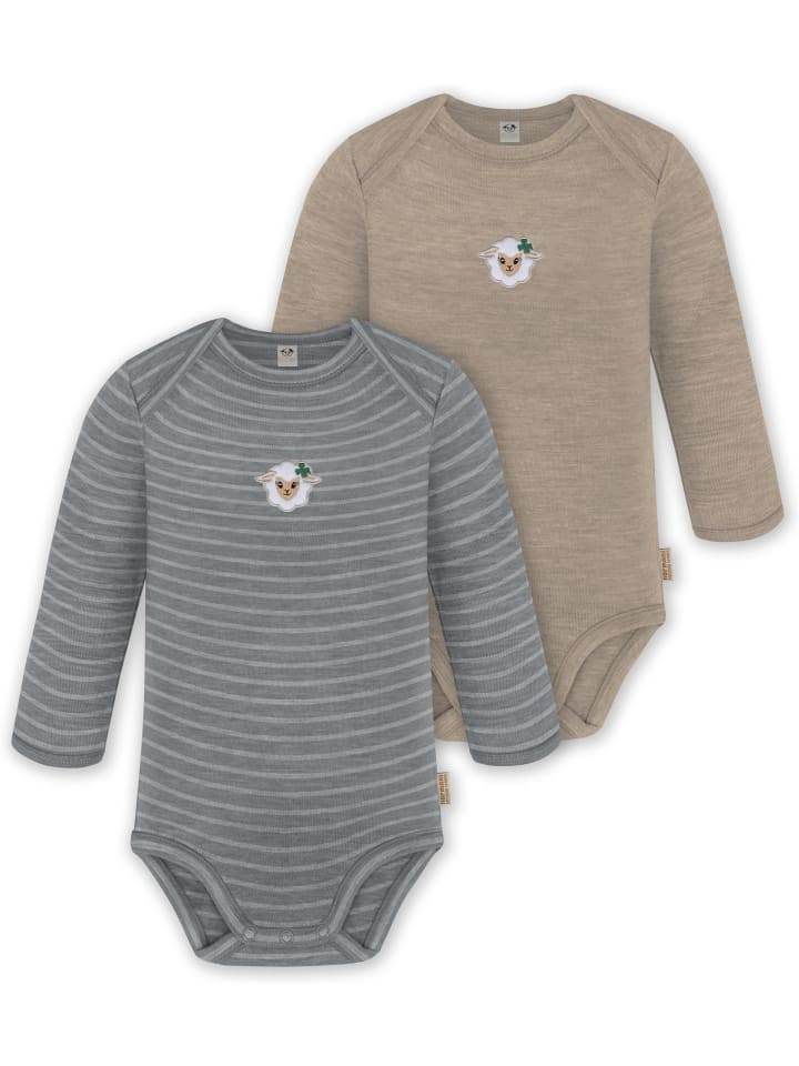 

Normani Outdoor Sports Комплект из 2 детских боди с длинными рукавами из мериносовой шерсти, цвет Окленд, серый/бежевый