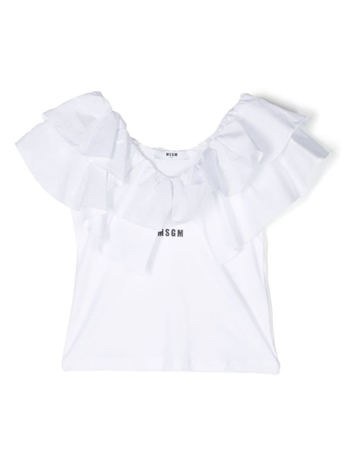 

MSGM Kids футболка с оборками на воротнике, белый