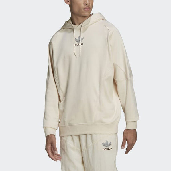 Толстовка Men's adidas originals Solid Color Chest Logo Printing Pullover Hooded Long Sleeves Beige, бежевый — фото 2