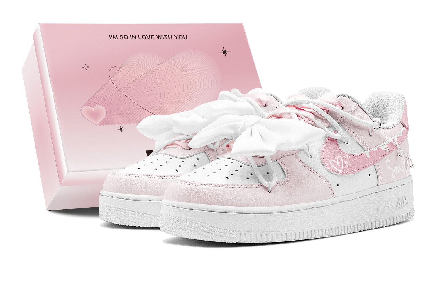 

Кроссовки Nike Air Force 1 Skateboarding Shoes Women's Low-top Pink/white, белый