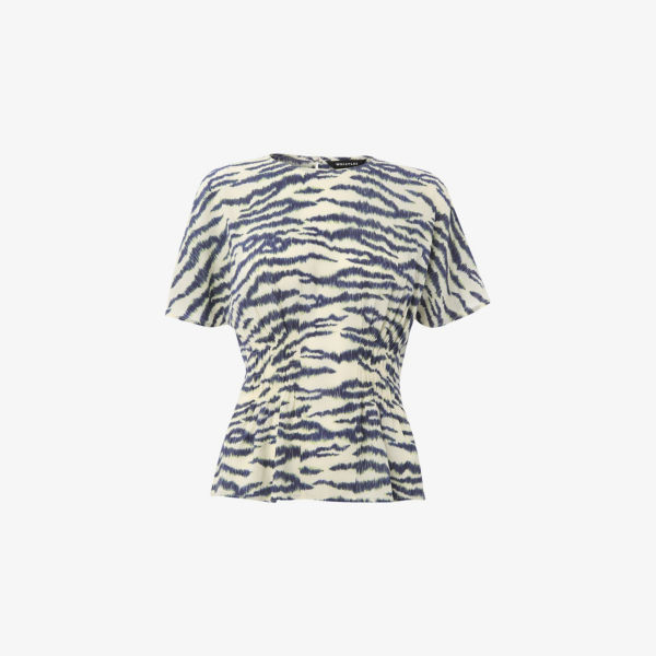 

Блуза с защипами Feathered-Tiger из ткани в рубчик Whistles, бежевый
