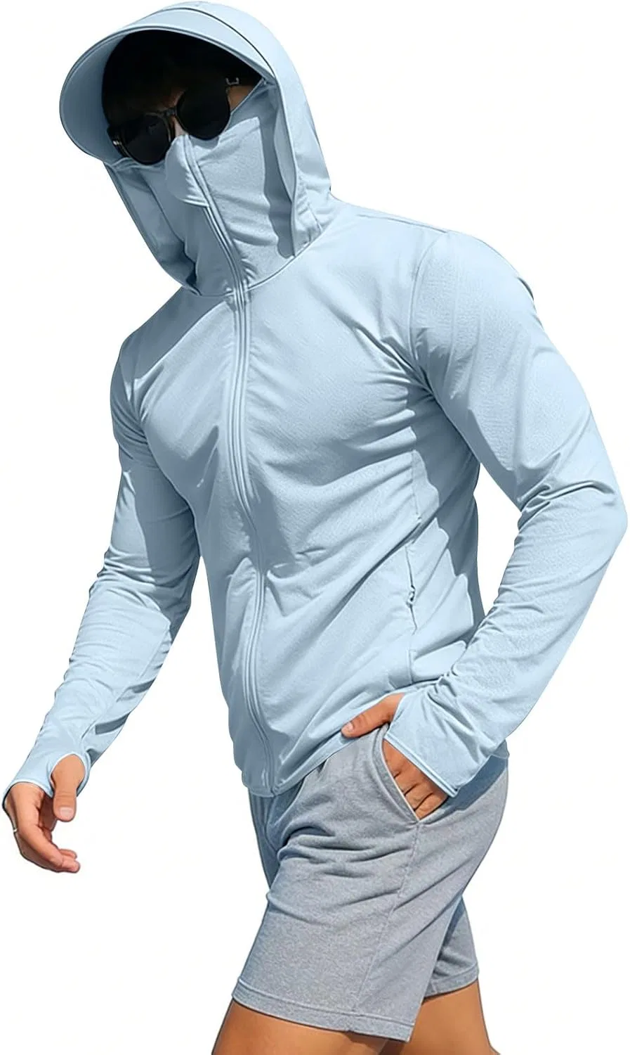 Мужская худи с защитой от солнца UPF 50+, Light Blue