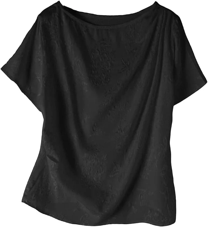 

Женская блузка из шелка сплошного цвета с V-образным вырезом