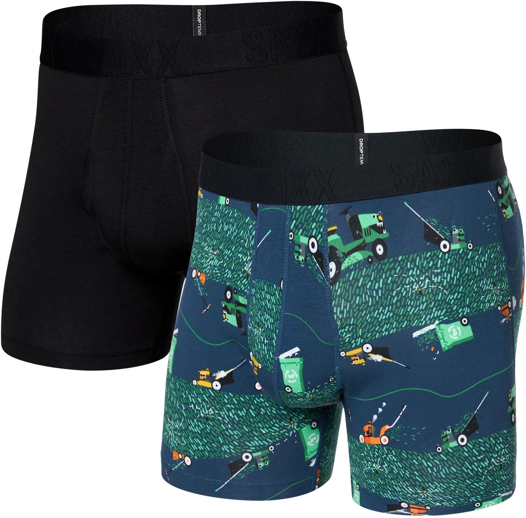 

Боксеры SAXX UNDERWEAR Droptemp Cooling Cotton Boxer Brief Fly 2-Pack, цвет Buzzcut/Black
