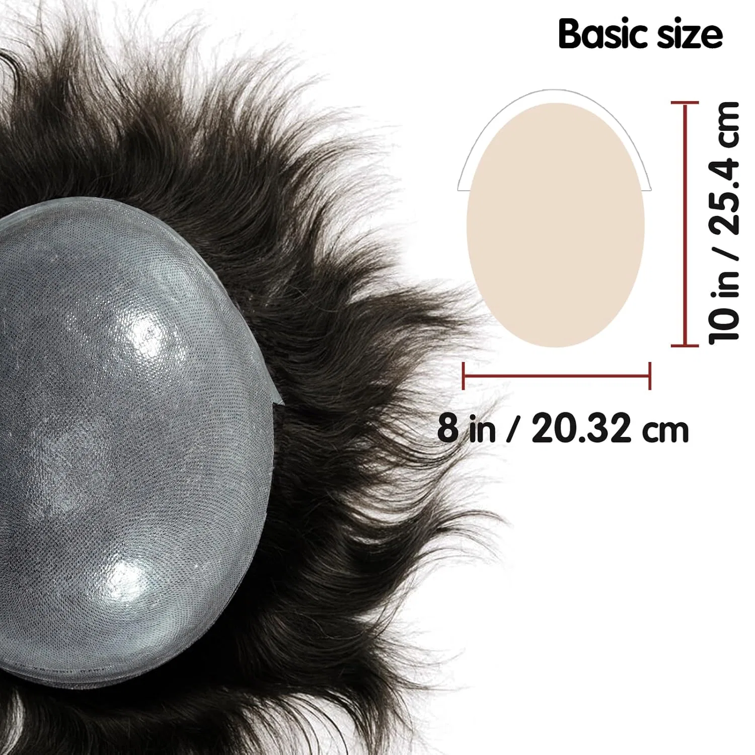 Мужской парик Lordhair из натуральных волос, 0.08 мм, 8 x 10 дюймов Lordhair, Dark Brown 2# — фото 3