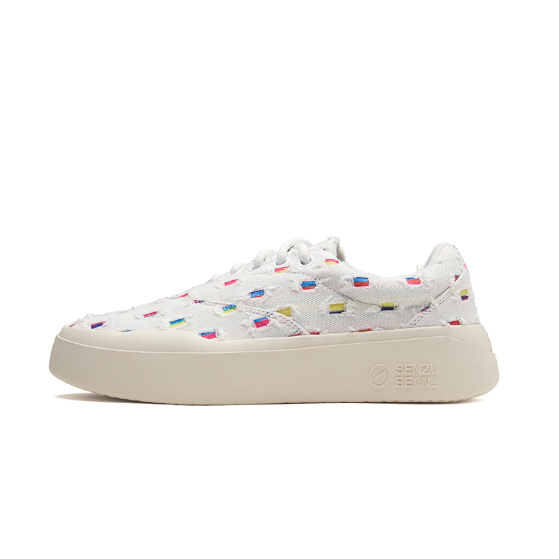 

Кроссовки senzubean Skateboarding Shoes Unisex Low-top White/blue, цвет Colored dots on a white background