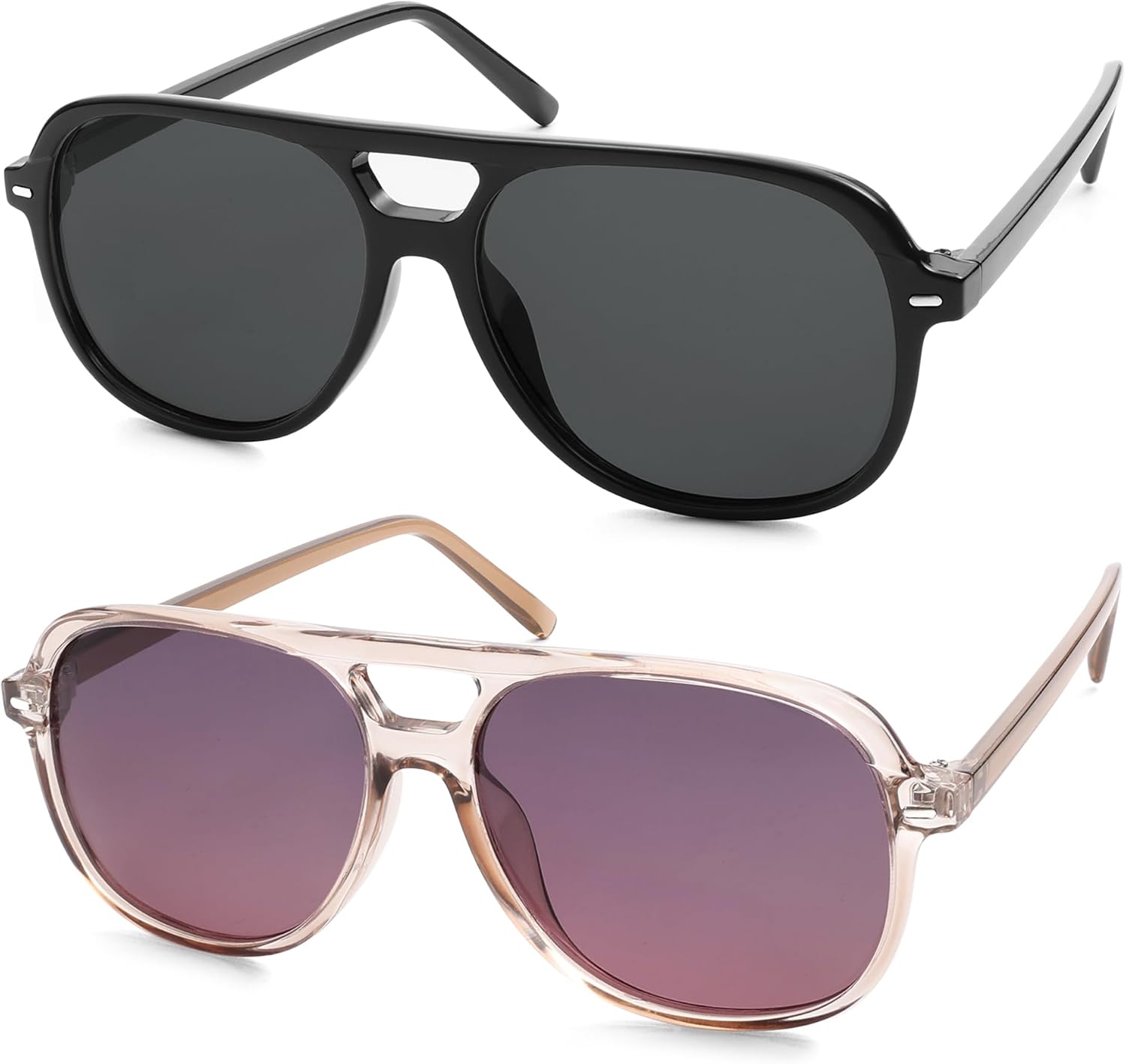 

Ретро-стиль, поляризованные солнцезащитные очки-авиаторы для женщин и мужчин, классический винтаж 70-х годов, большие солнцезащитные очки AR82278 HERJOUR, Black Frame/Black Lens+transparent Frame/Pink Lens