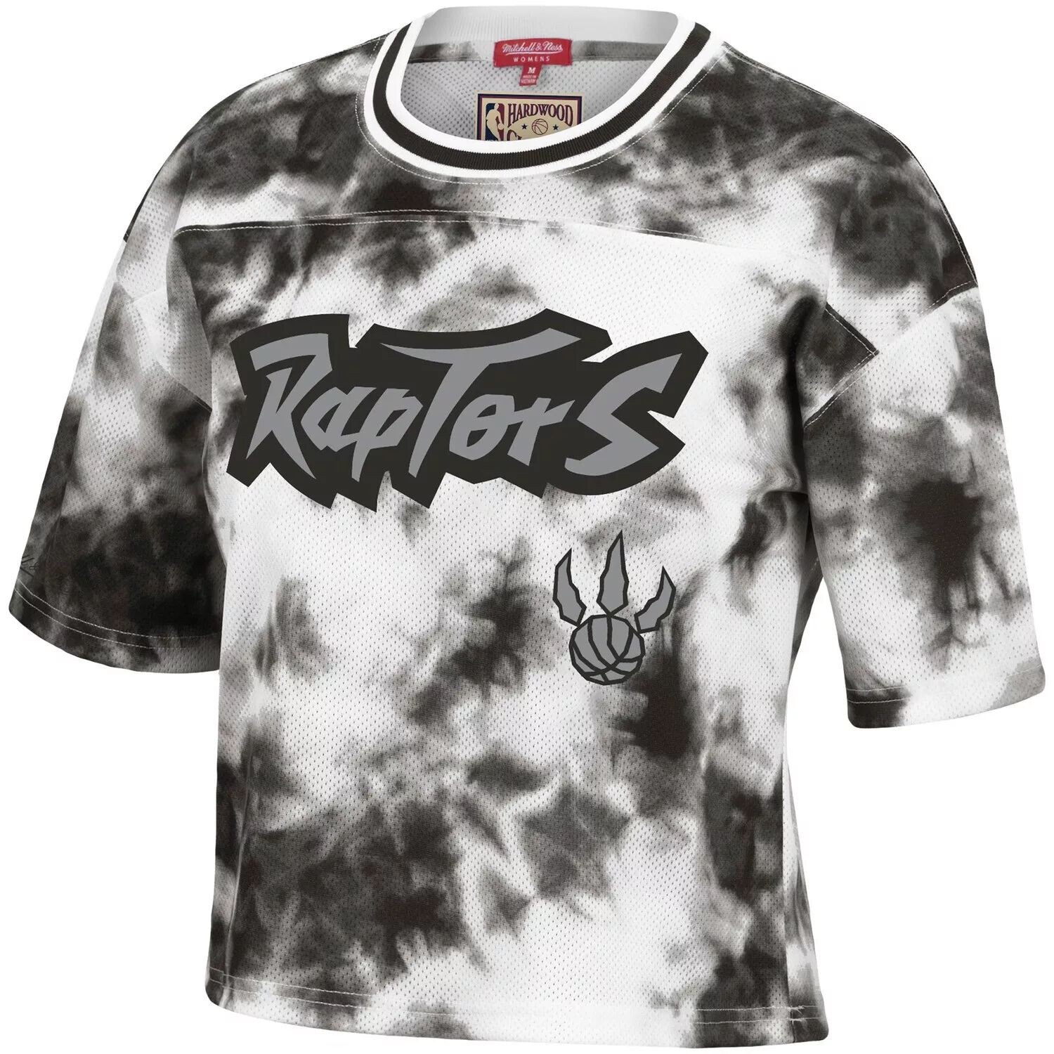 

Женская черно-белая укороченная футболка Mitchell & Ness Toronto Raptors Hardwood Classics с принтом тай-дай, Черный, Женская черно-белая укороченная футболка Mitchell & Ness Toronto Raptors Hardwood Classics с принтом тай-дай
