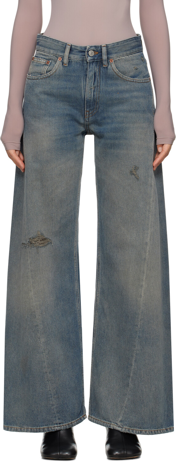 

Синие потертые джинсы MM6 Maison Margiela