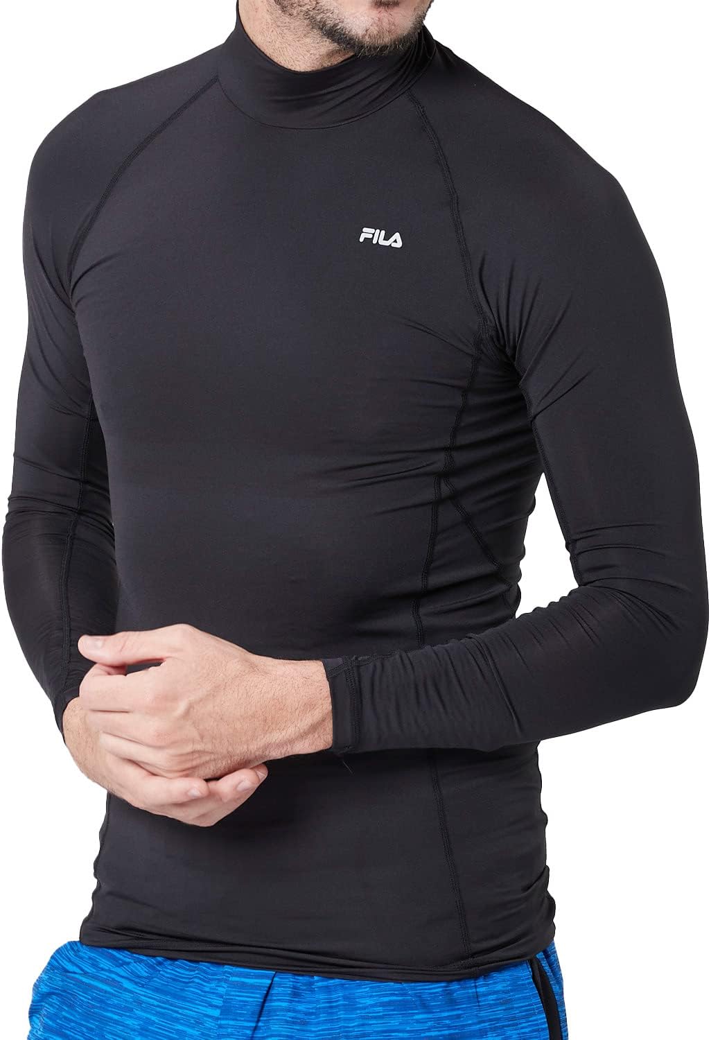 

Мужское спортивное нижнее белье FILA Amphibious, с длинным рукавом, высоким воротником, компрессионная футболка, защита от УФ-излучения, быстросохнущая, 445111K