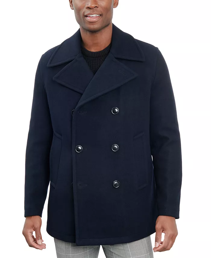 

Мужское двубортное пальто из шерстяной смеси Peacoat London Fog, синий