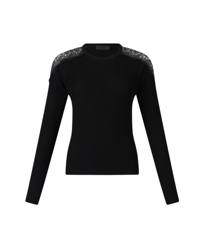 

Вязаный топ с кружевной отделкой Liu Jo, черный