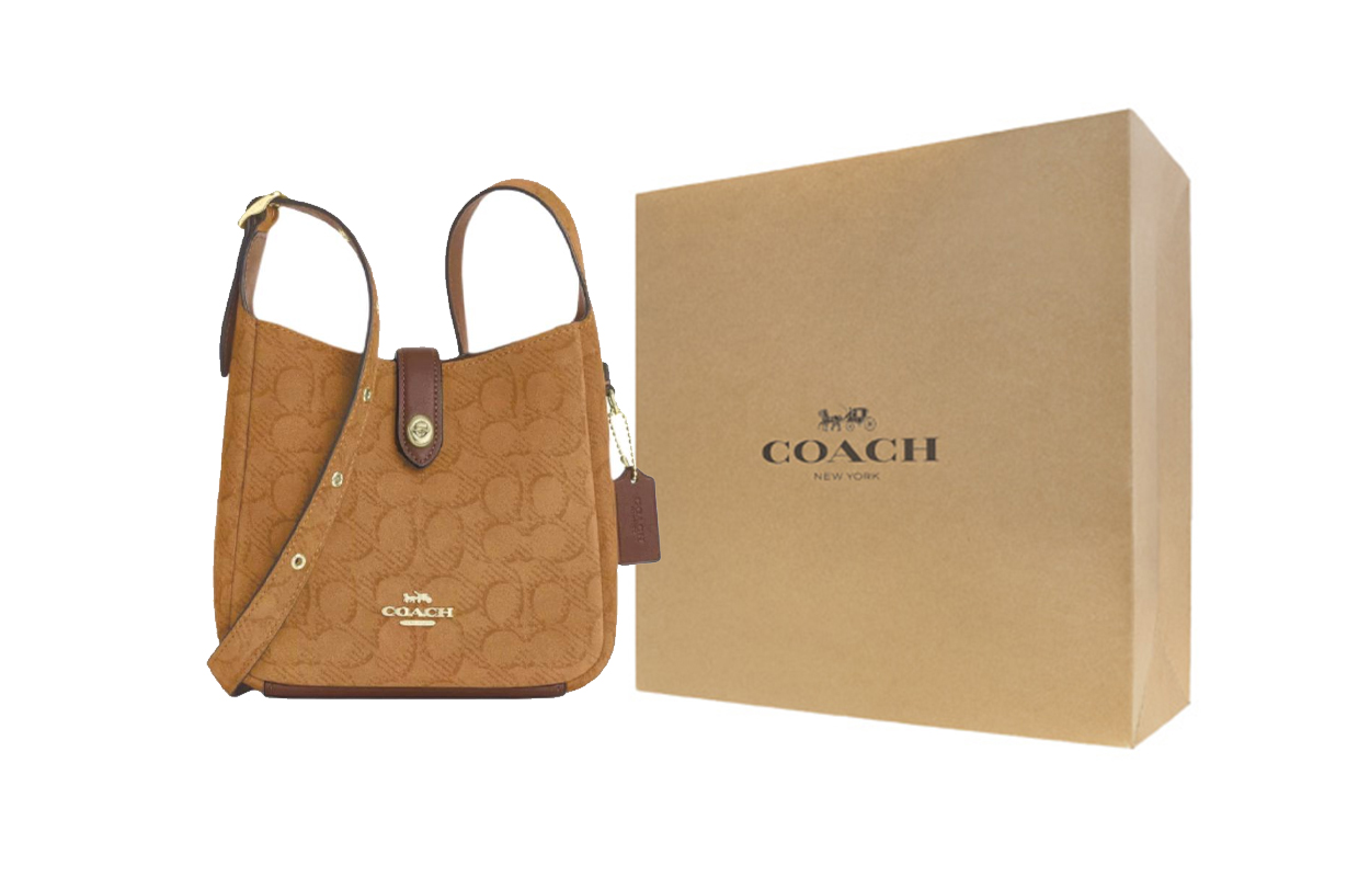 

COACH Хади кожгалантерея, коричневый кросс-боди, мини-сумка через плечо