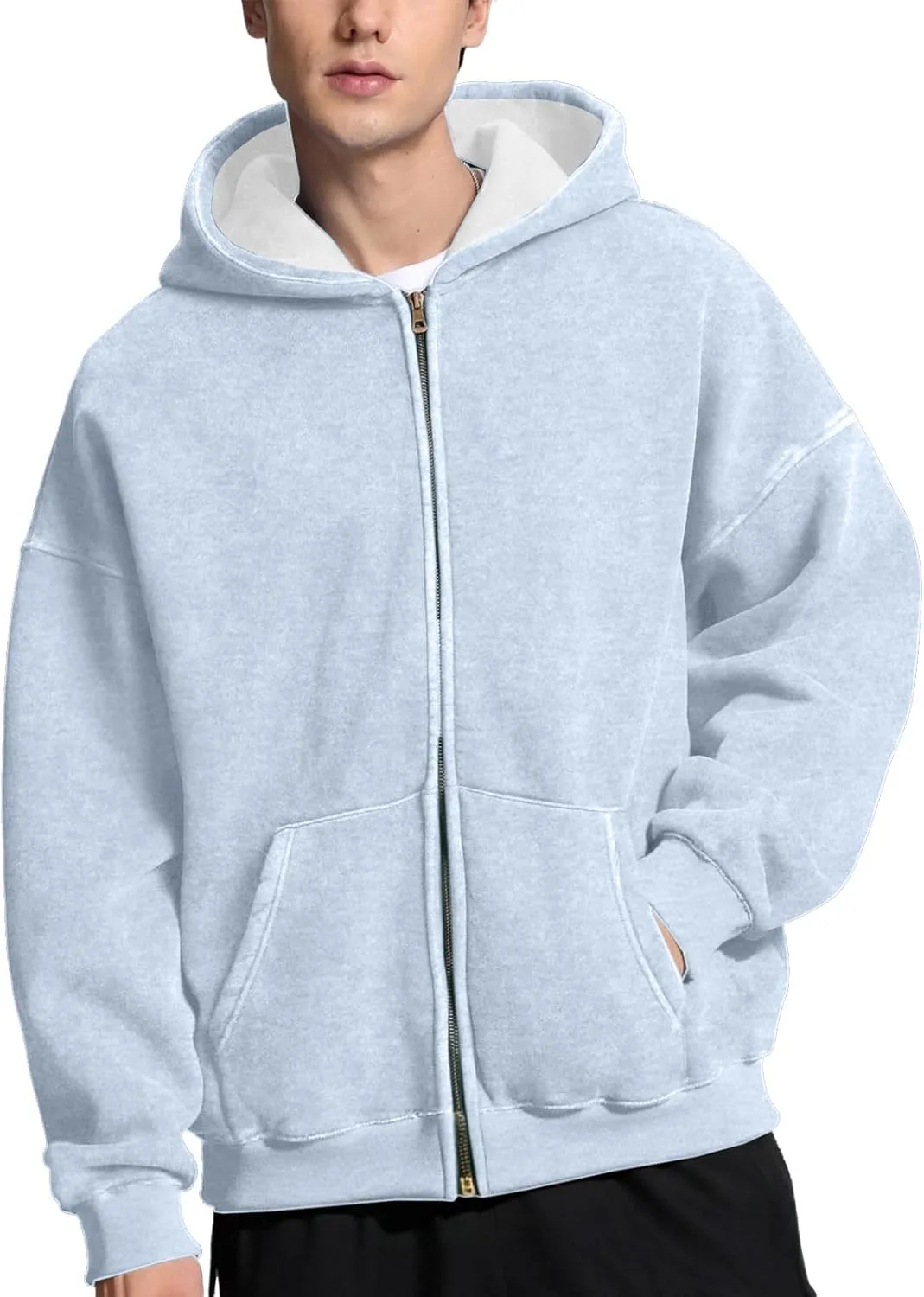 

Мужской оверсайз худи на молнии с длинным рукавом RSZGSWS