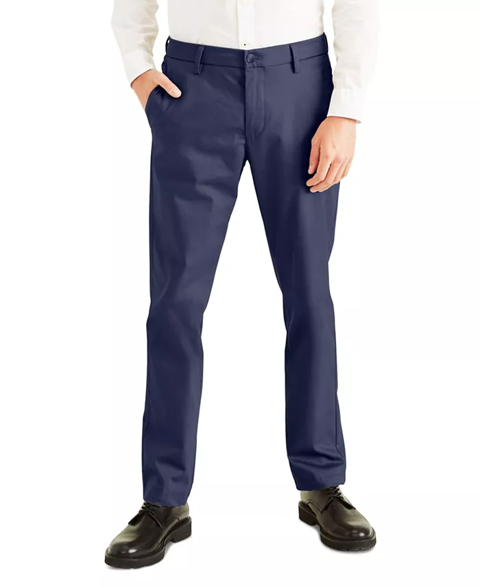 

Мужские брюки Signature Slim Fit Iron Free Khaki с защитой от пятен Dockers, синий