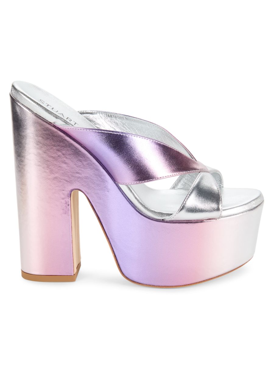 Сандалии Miami Sohi Metallic Leather Stuart Weitzman, цвет Lilac Multi
