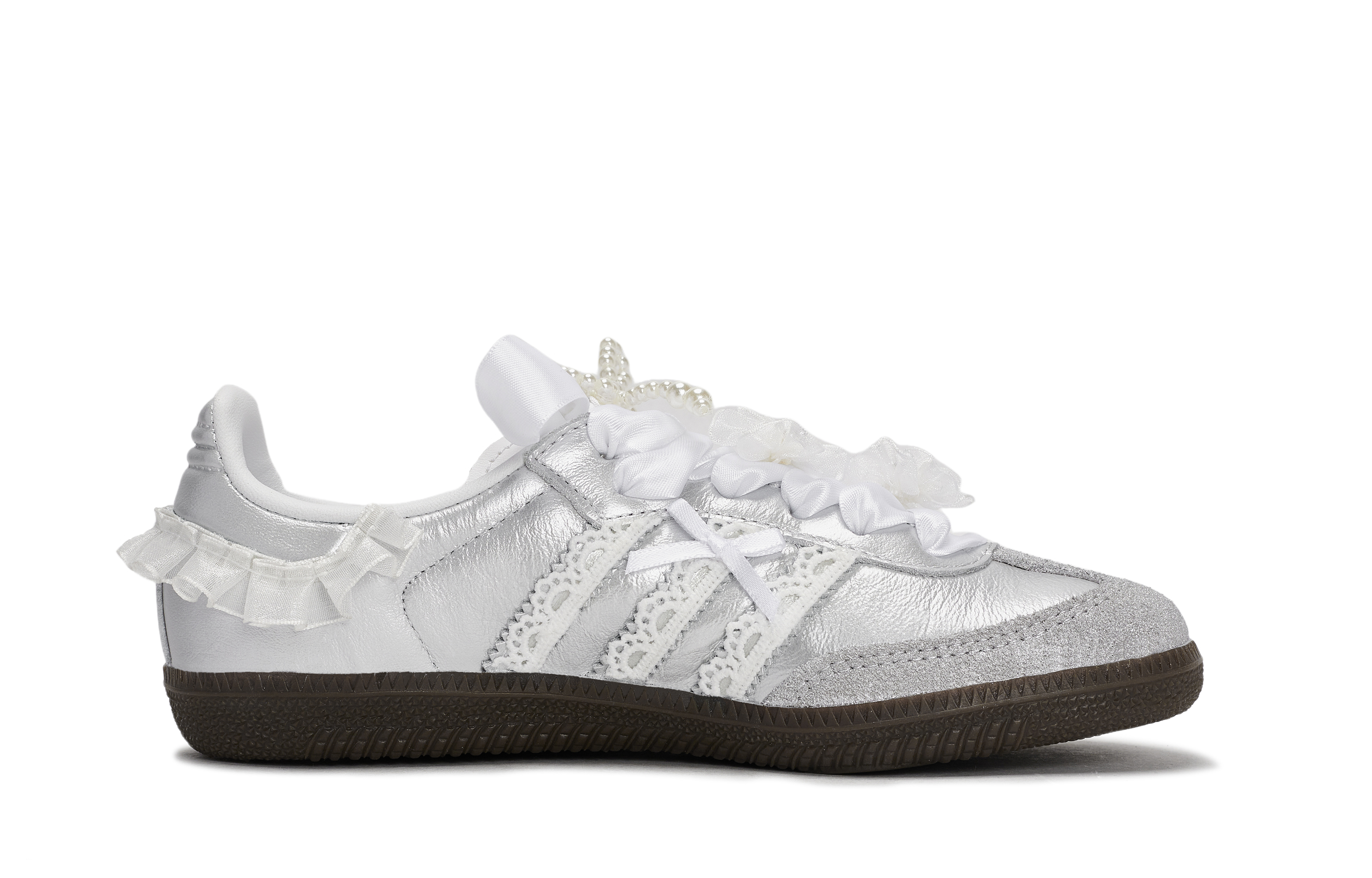 Детские скейтерские кроссовки Samba для дошкольников Adidas Originals, белый/серебряный — фото 2