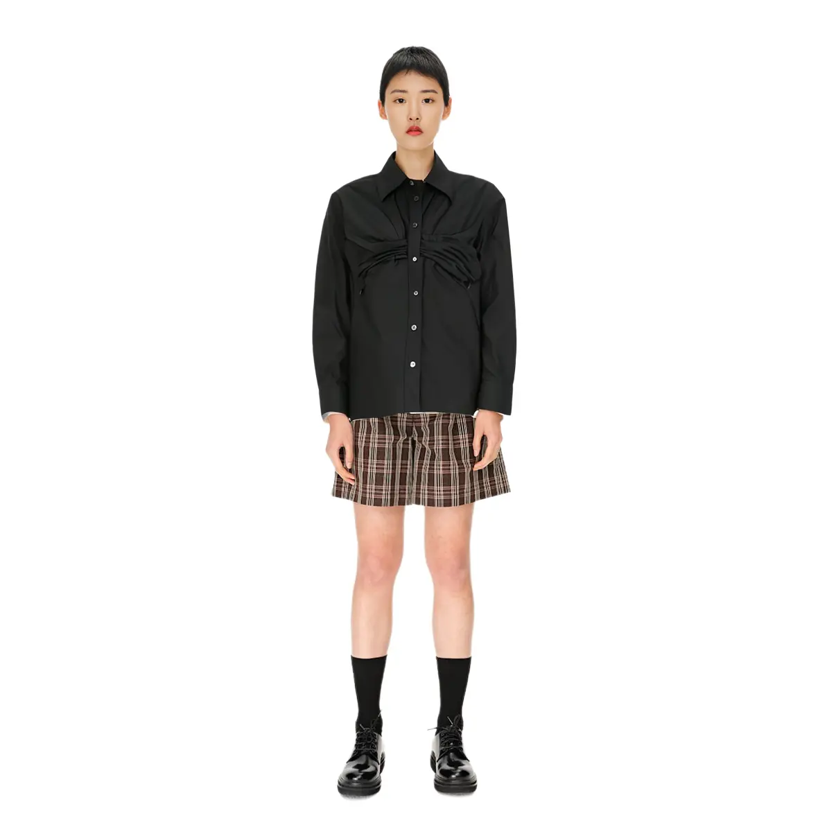 Alexander Wang T By Ruched блуза с бандо и открытым передом черная — фото 4