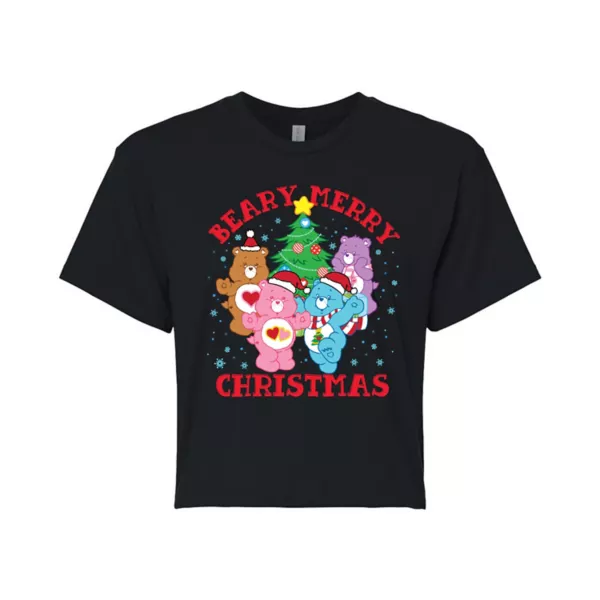 

Укороченная футболка Junior's Care Bears Beary Merry Christmas Licensed Character, черный