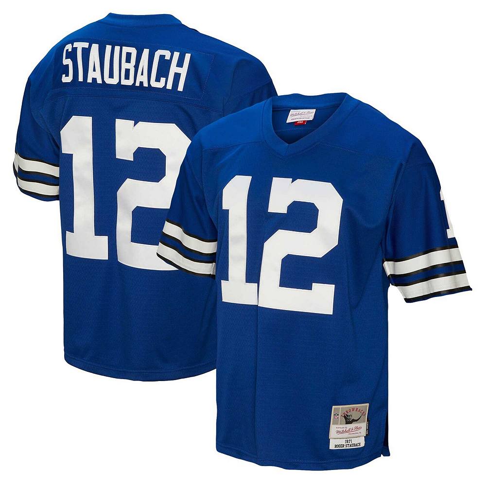 

Мужская майка Mitchell & Ness Roger Staubach темно-синего цвета Dallas Cowboys Big & Tall 1971 Legacy Retired Player, цвет Cow Navy