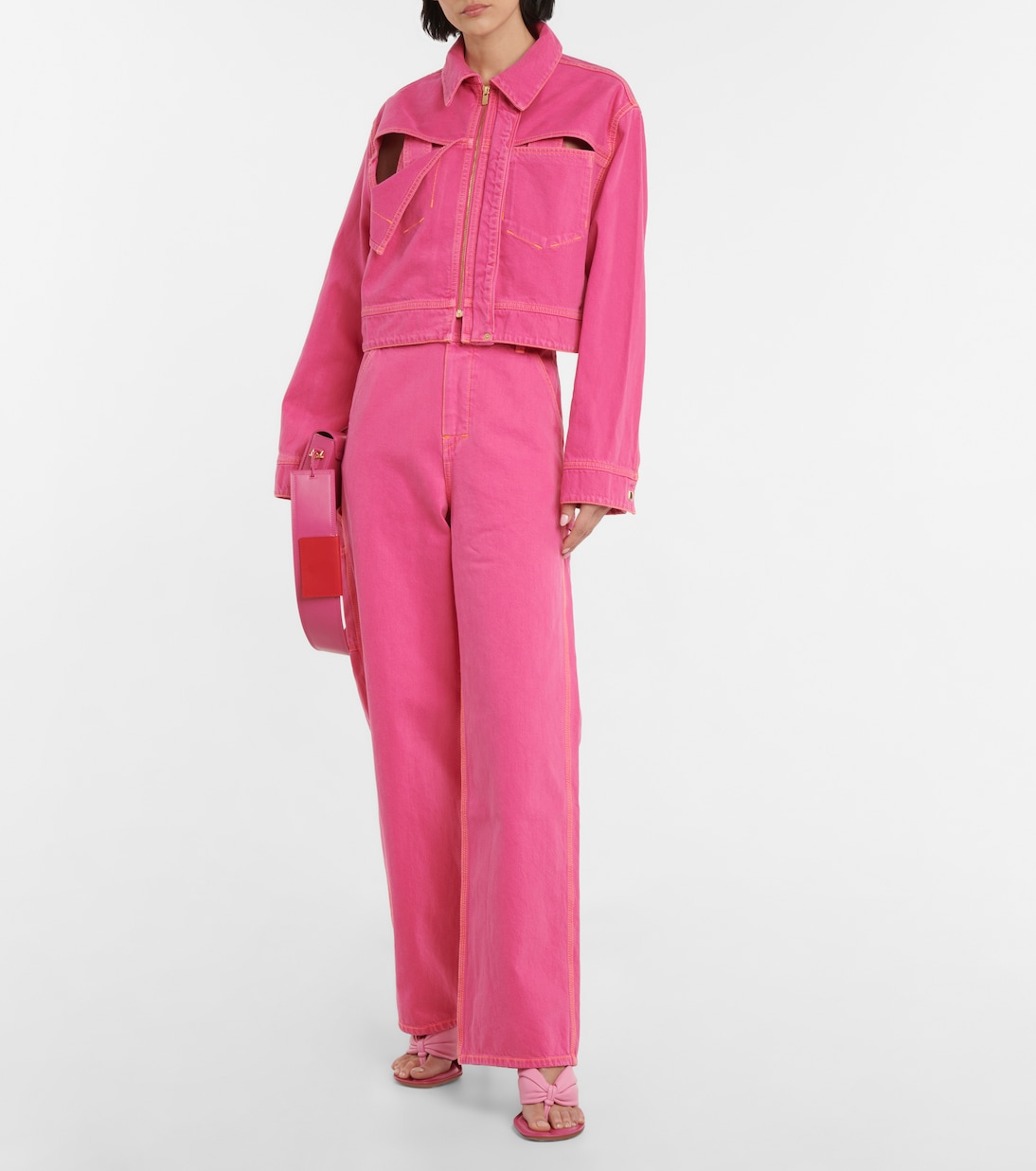 Джинсовая куртка La Veste De Nîmes с вырезами Jacquemus, розовый — фото 2