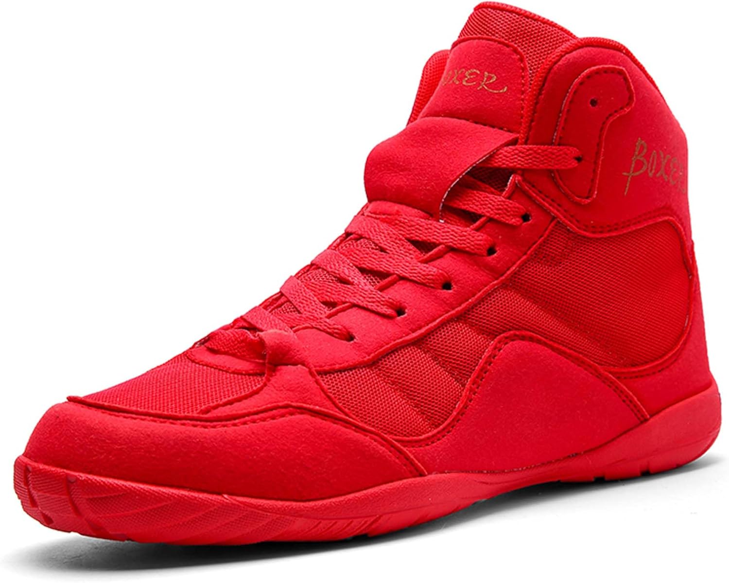 

Мужские боксерские кроссовки, противоскользящие высокие боксерские и борцовские кроссовки, мужские спортивные ботинки для фитнеса, тяжелой атлетики и боевых тренировок, легкие спортивные кроссовки с амортизацией для бокса и борьбы Duagl, красный