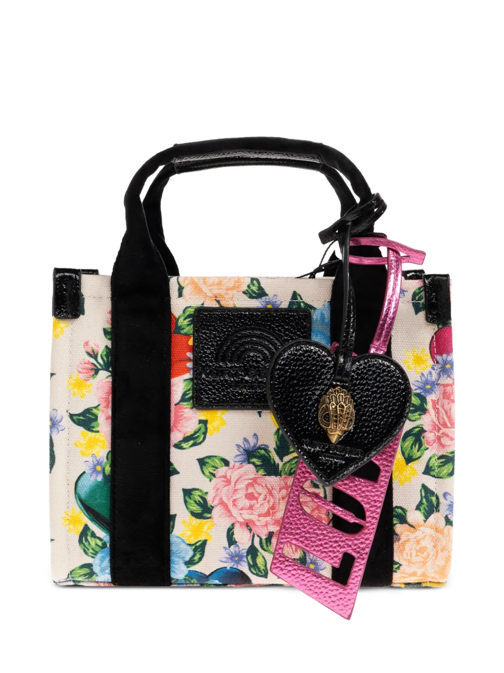 

Сумка-тоут с цветочным принтом и подвеской в виде сердца Kurt Geiger London, бежевый