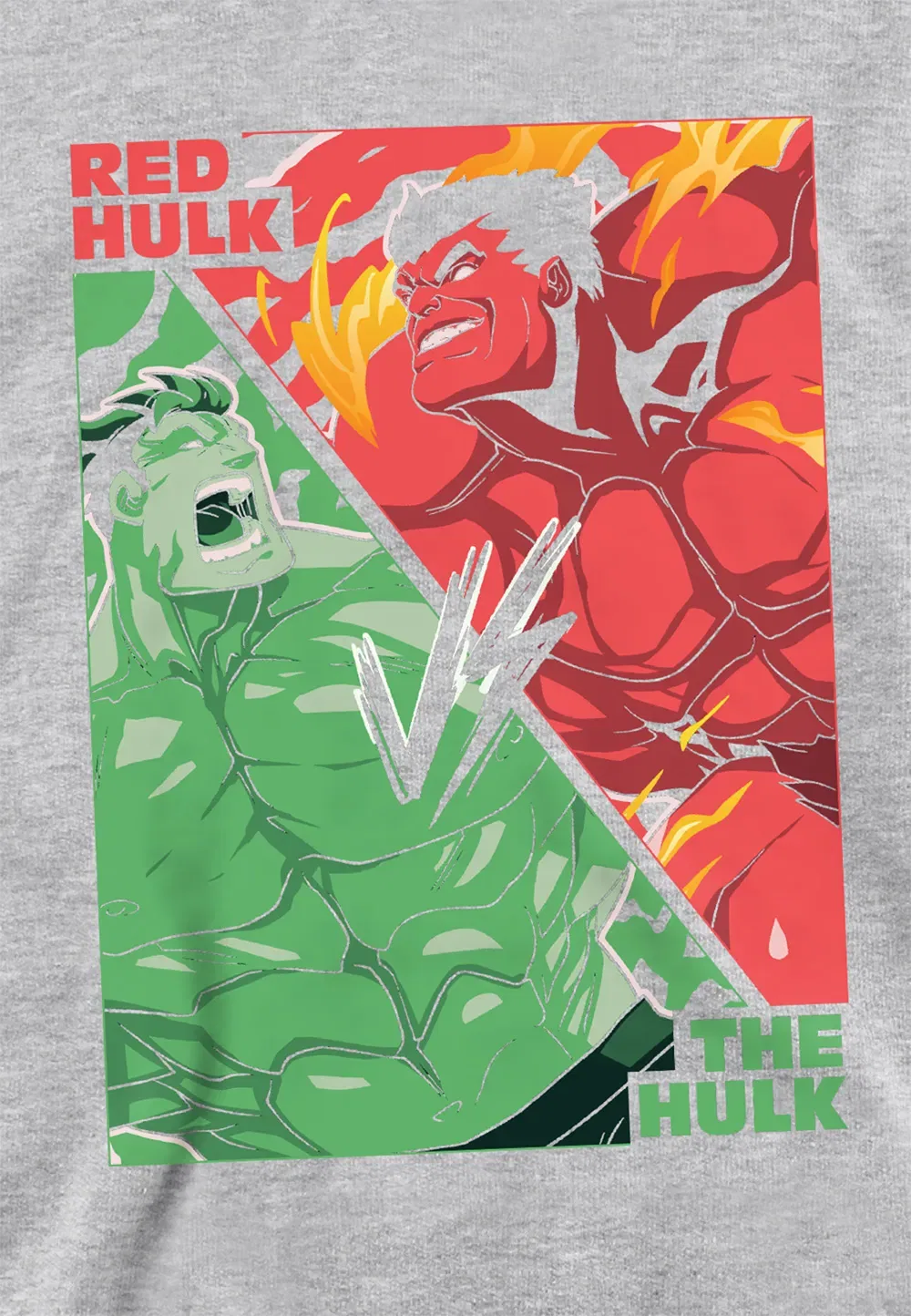 Детский худи Marvel Халк против Красного Халка, Athletic Heather, серый — фото 2