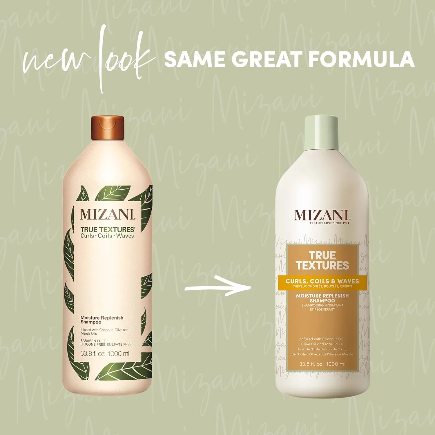 Шампунь Mizani True Textures Moisture Replenish с кокосовым маслом и набором для пополнения, увлажняет и разглаживает, без сульфатов, для вьющихся волос, 1 л и 500 мл — фото 3