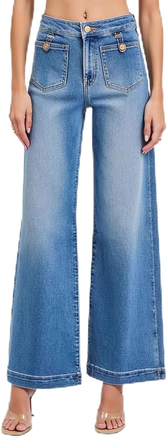 

Женские джинсы Wide Leg Plus Size Straight Leg Stretchy Flare с карманами