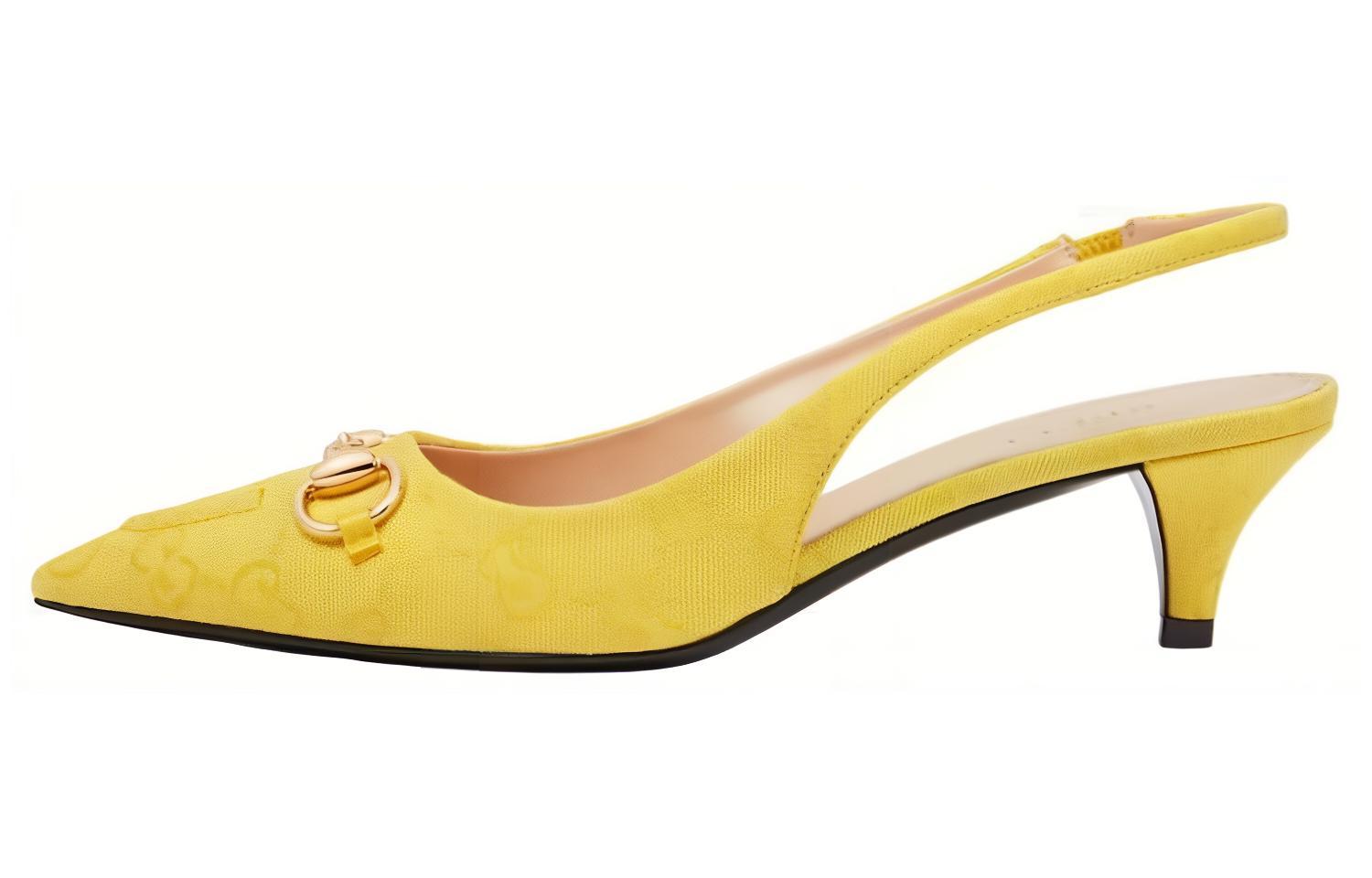 GUCCI Лодочки на шпильке Horsebit Slim Heel, 45 см, женские, желтые