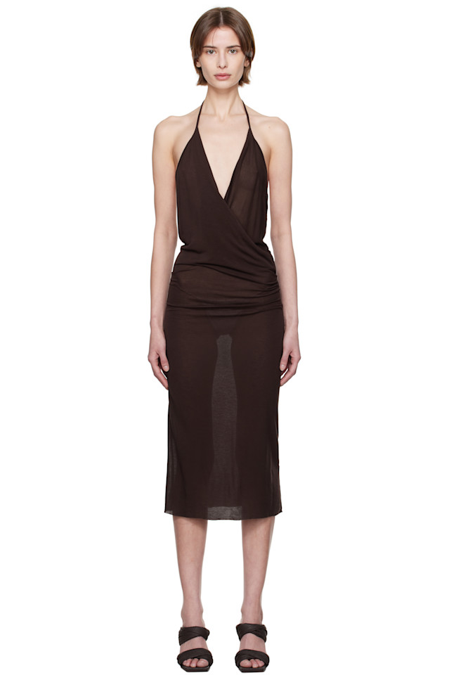 

Голливудское платье с драпировкой Rick Owens, цвет mahogany