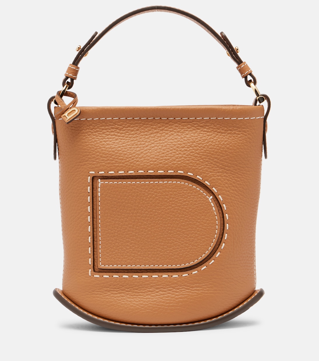 

Мини-кожаная сумка-ведро Pin Surpiqué Delvaux, Vegetal - Ivory