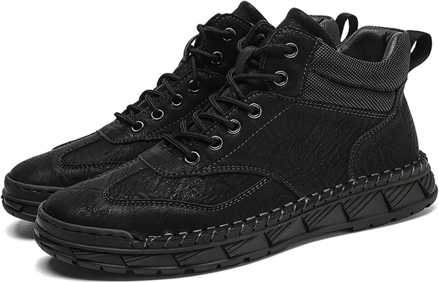 

Мужские высокие ботинки-чукка из искусственной кожи PU, итальянская ручная работа, шнуровка, модные, удобные, с нескользящей мягкой подошвой, повседневные плоские прогулочные обувь для улицы и повседневных поездок Nxnbhsl, черный