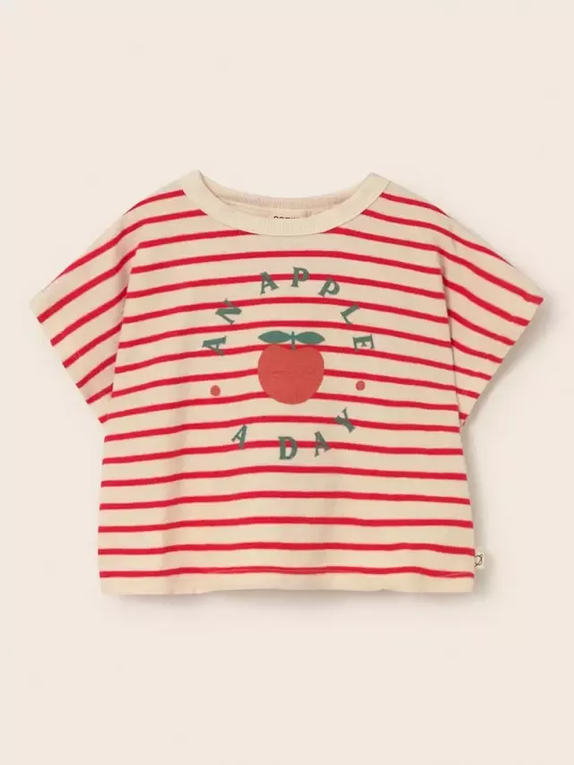 Детская футболка Cozmo Kids' Selvak Apple Stripe, цвет томат Cozmo Brand — фото 2