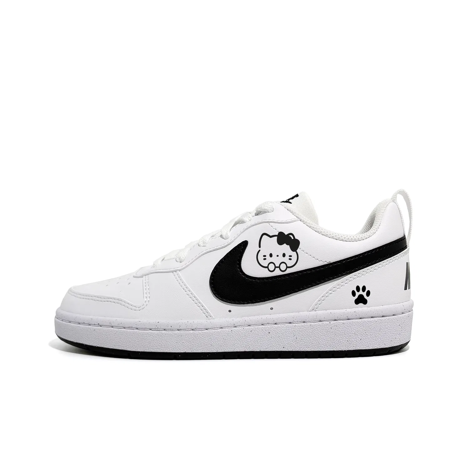 Кроссовки для скейтбординга детские Court Borough Kitten Covering Face Abrasion Resistant Black White Nike, Black White Colorway