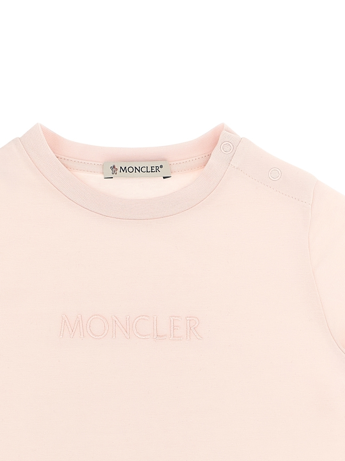 Футболка с вышивкой логотипа Moncler Enfant, розовый — фото 3