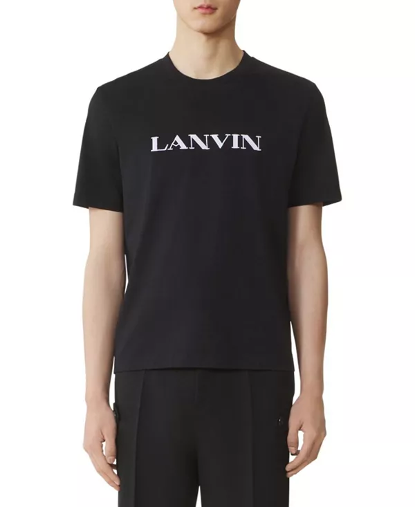 

Вышитая хлопковая футболка Lanvin, черный