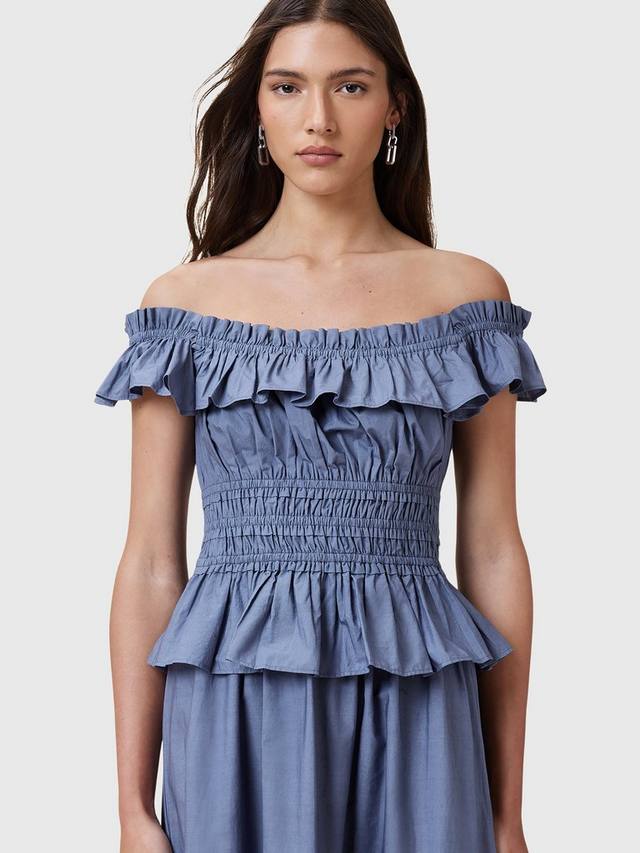 

Платье миди Halia Bardot из органического хлопка с ярусами AllSaints