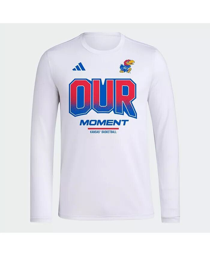 

Мужская белая футболка Kansas Jayhawks 2024 On Court Bench с длинным рукавом adidas