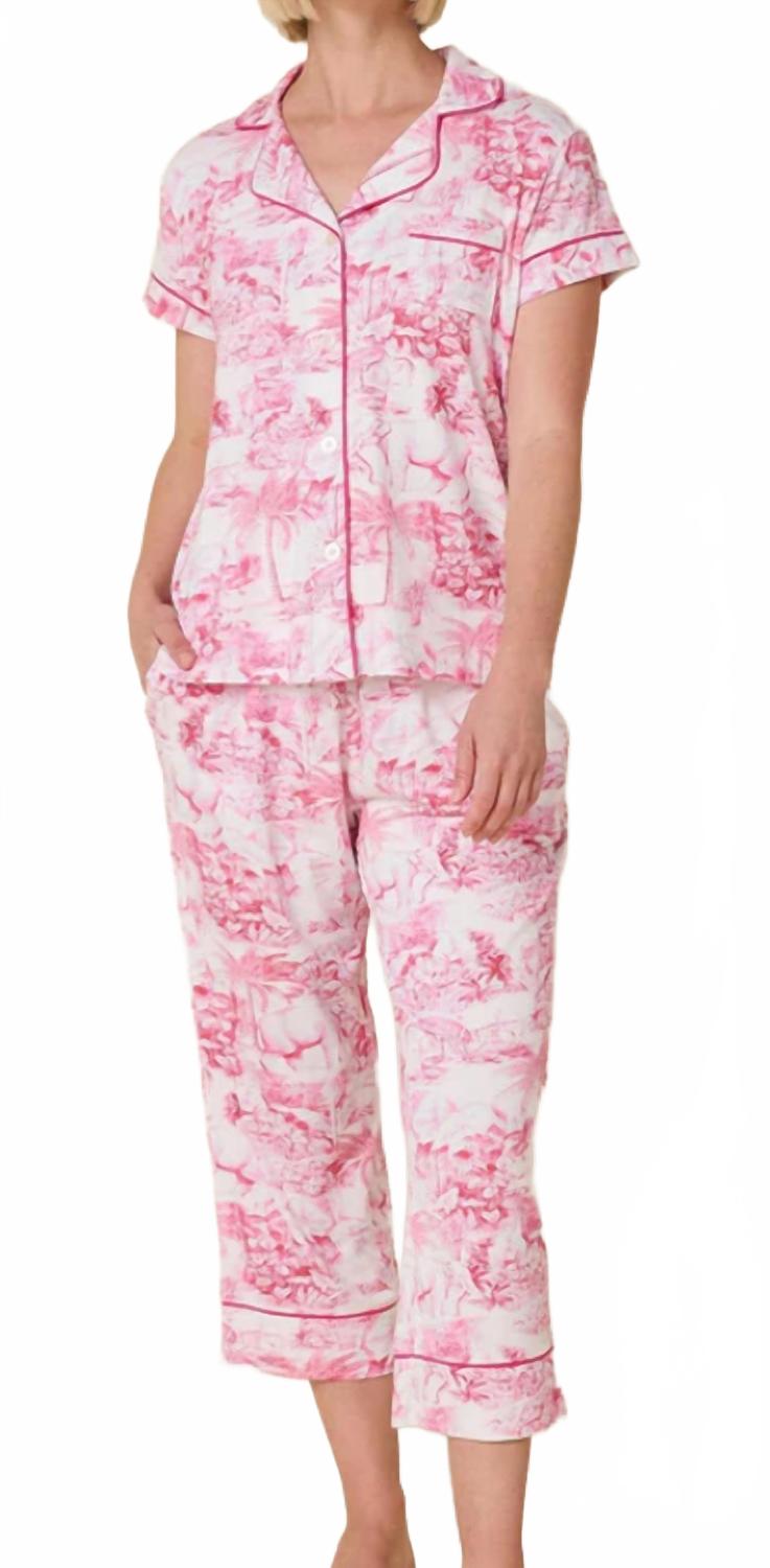 

THE cat's PAJAMAS Комплект капри из пима-вязаной ткани Palm Grove Toile, розовый