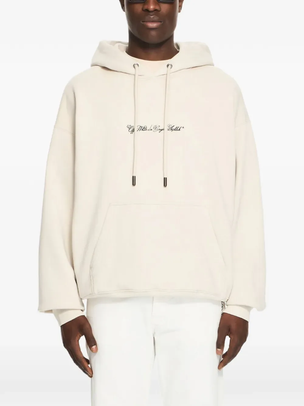 

Худи с завязками и надписью Script Arrow OFF-WHITE, бежевый