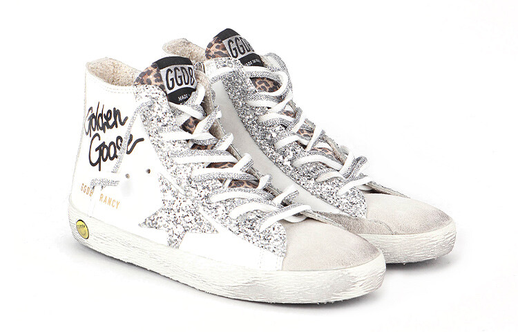 Детские кеды Golden Goose высокие, бело-серебристый — фото 2